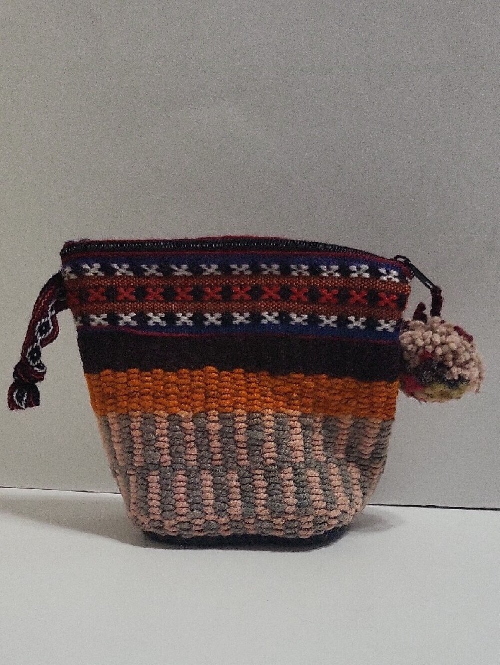 Handwoven Multicolor Stripe Women's Pouch - Artisan Boho Style
